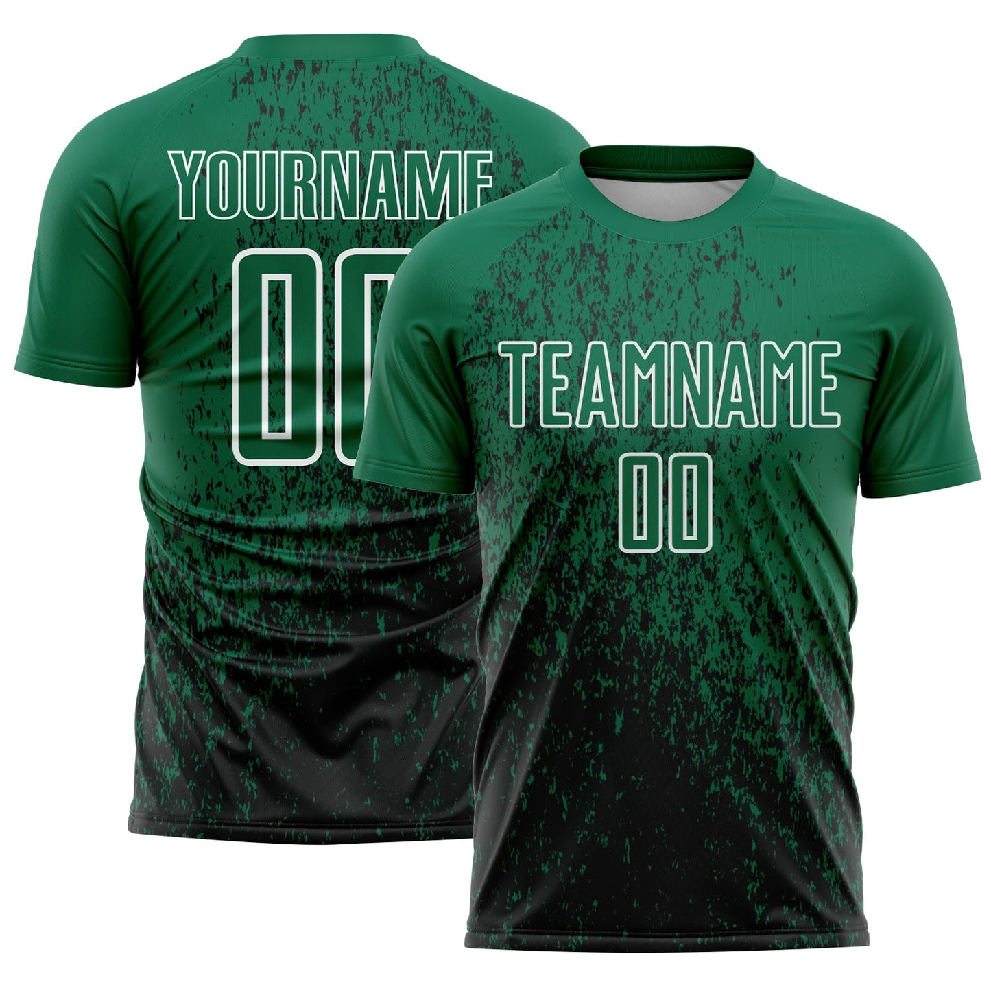 Custom Kelly Green Black-White Abstract Fragment Art Sublimation Soccer Uniform Jersey - Sky-Custom