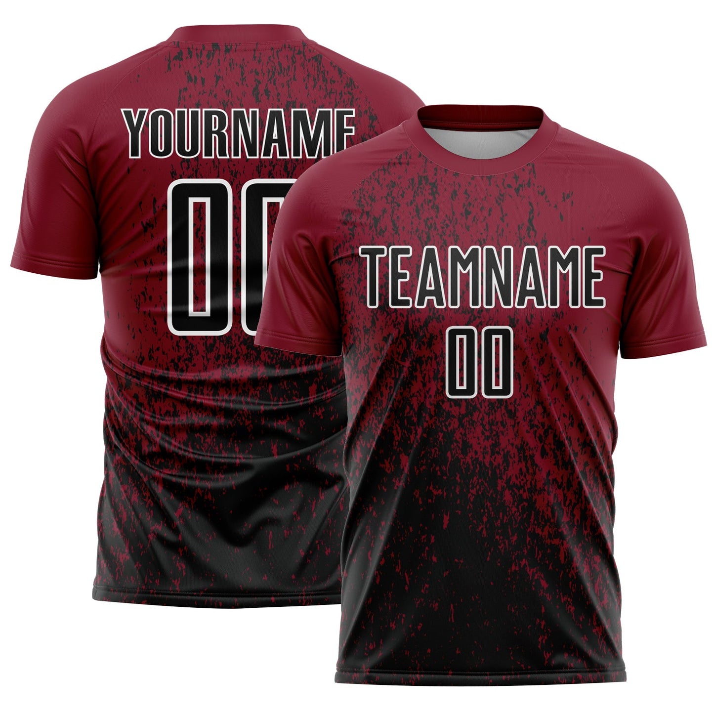 Custom Crimson Black-White Abstract Fragment Art Sublimation Soccer Uniform Jersey - Sky-Custom