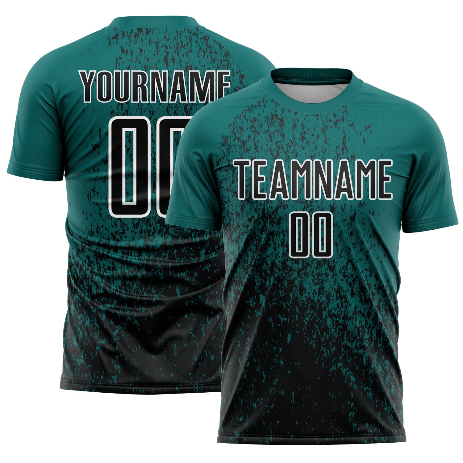 Custom Teal Black-White Abstract Fragment Art Sublimation Soccer Uniform Jersey - Sky-Custom