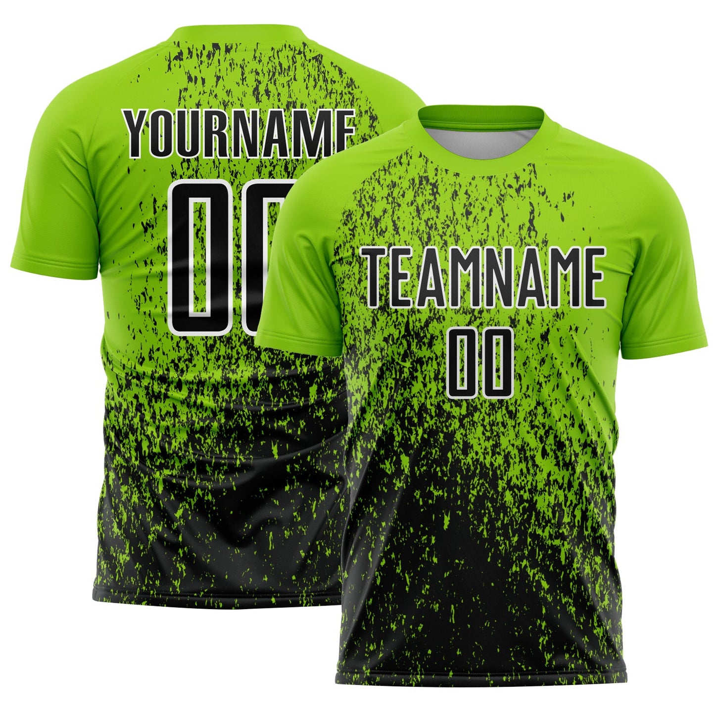 Custom Neon Green Black-White Abstract Fragment Art Sublimation Soccer Uniform Jersey - Sky-Custom