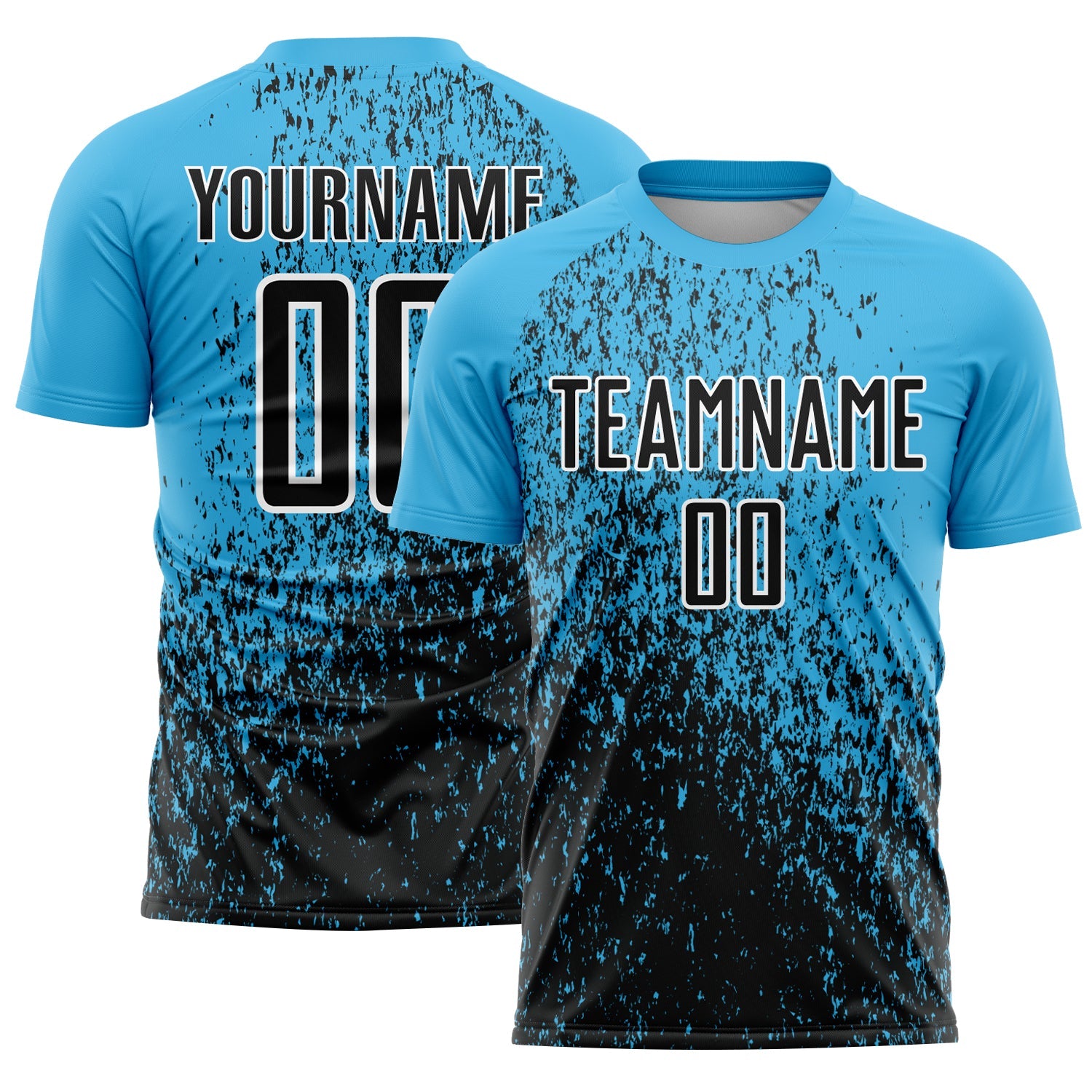 Custom Sky Blue Black-White Abstract Fragment Art Sublimation Soccer Uniform Jersey - Sky-Custom