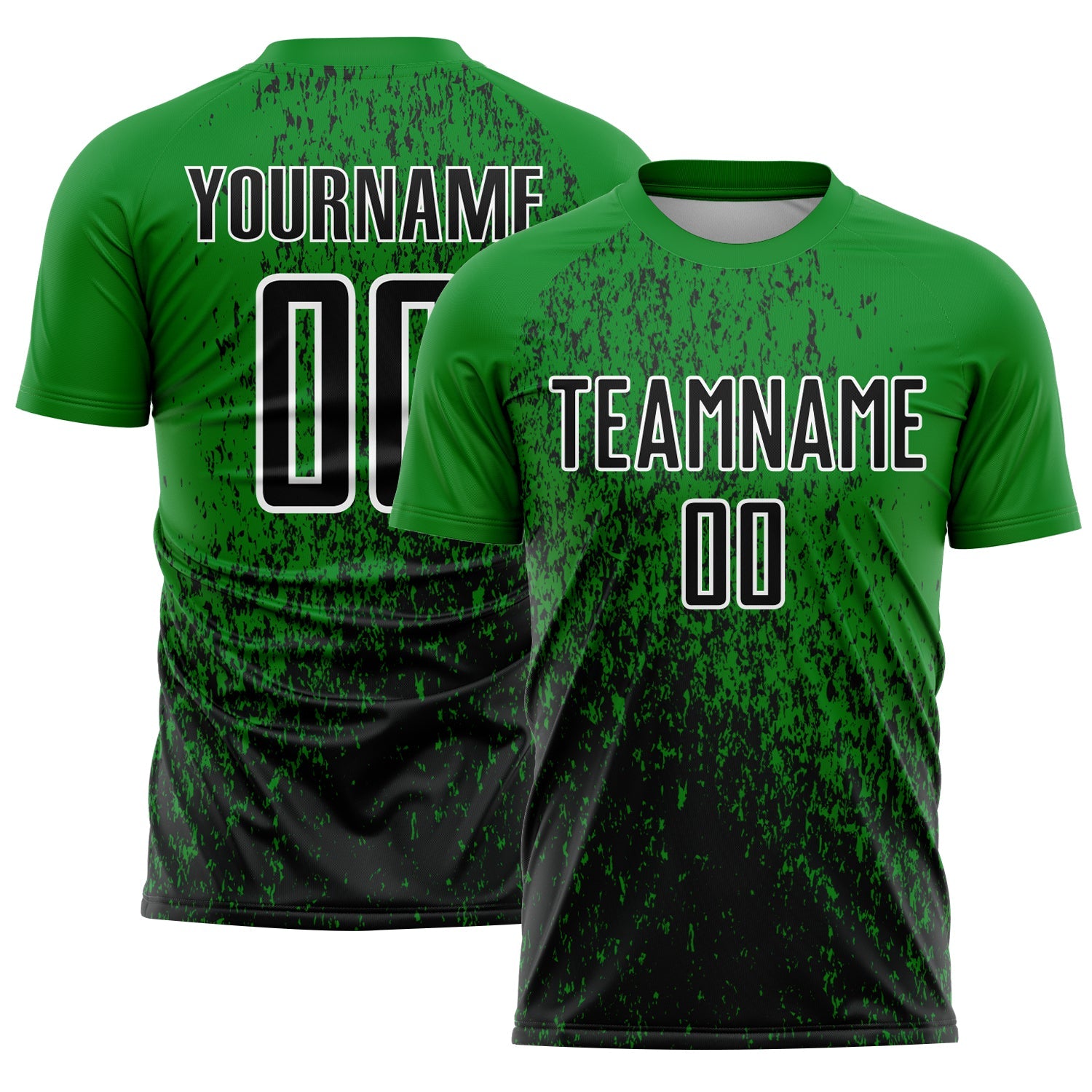 Custom Grass Green Black-White Abstract Fragment Art Sublimation Soccer Uniform Jersey - Sky-Custom