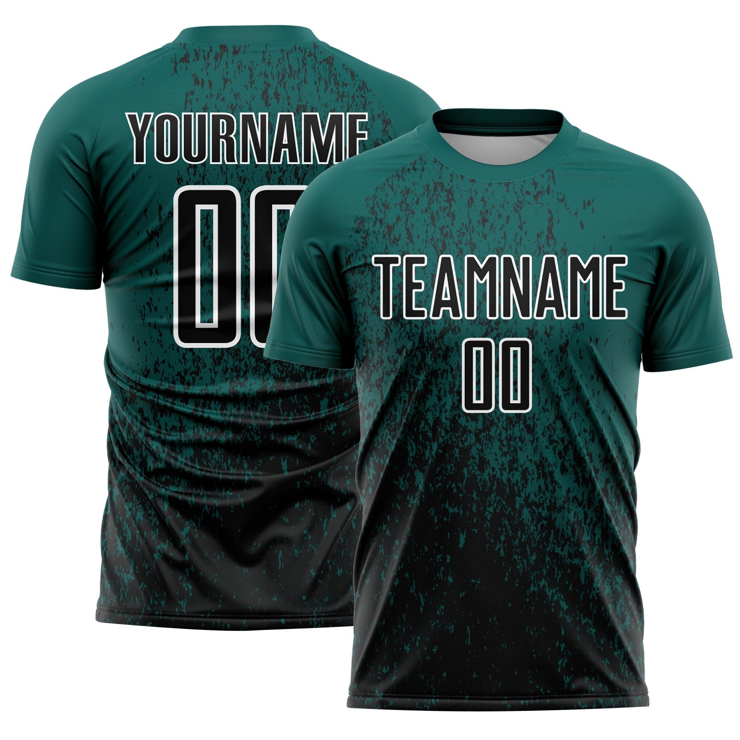 Custom Midnight Green Black-White Abstract Fragment Art Sublimation Soccer Uniform Jersey - Sky-Custom