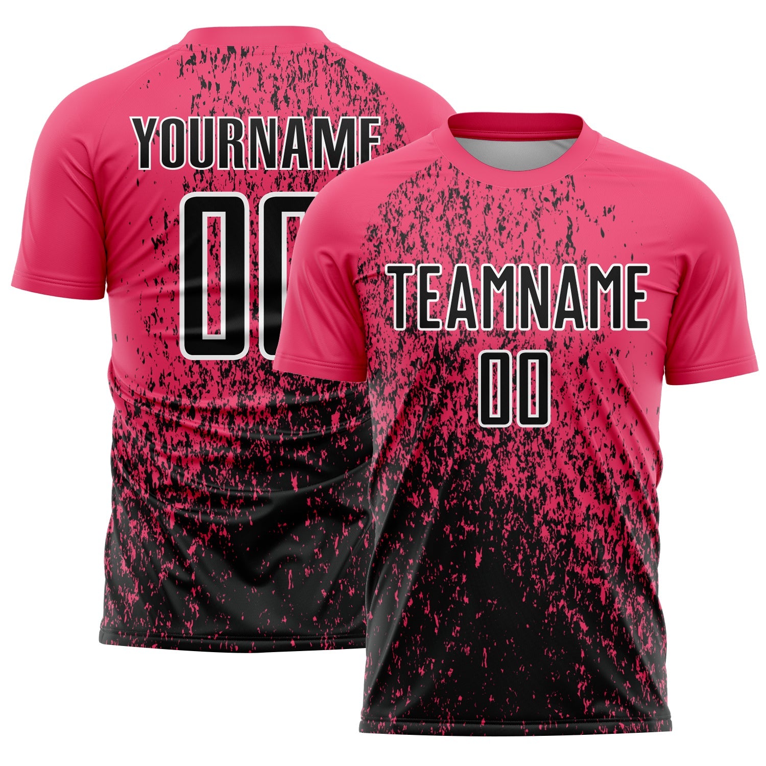 Custom Neon Pink Black-White Abstract Fragment Art Sublimation Soccer Uniform Jersey - Sky-Custom