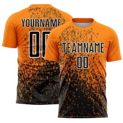 Custom Bay Orange Black-White Abstract Fragment Art Sublimation Soccer Uniform Jersey - Sky-Custom