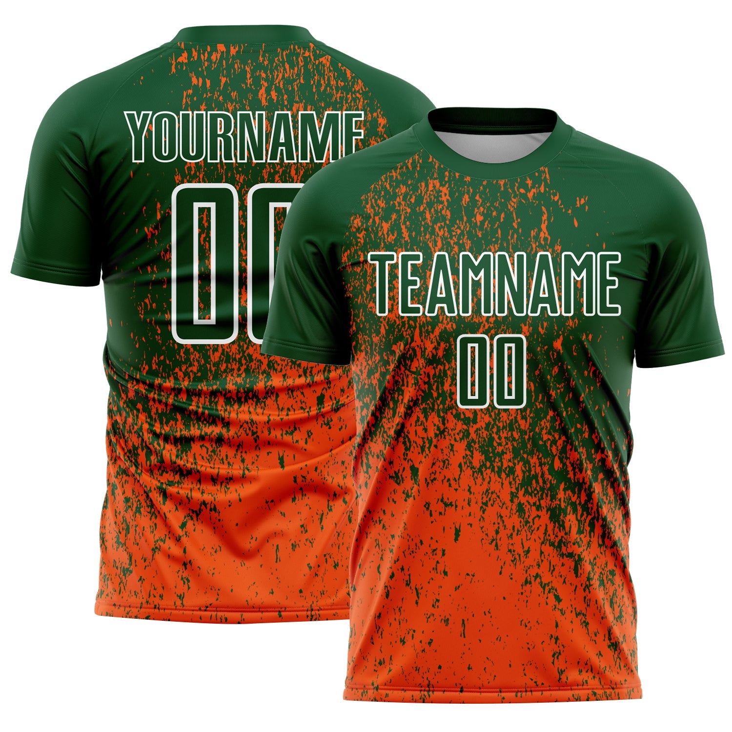 Custom Green Orange-White Abstract Fragment Art Sublimation Soccer Uniform Jersey - Sky-Custom