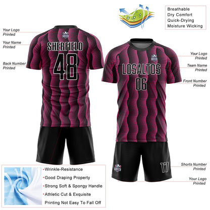 Custom Black Pink-White Geometric Shape Sublimation Soccer Uniform Jersey - Sky-Custom