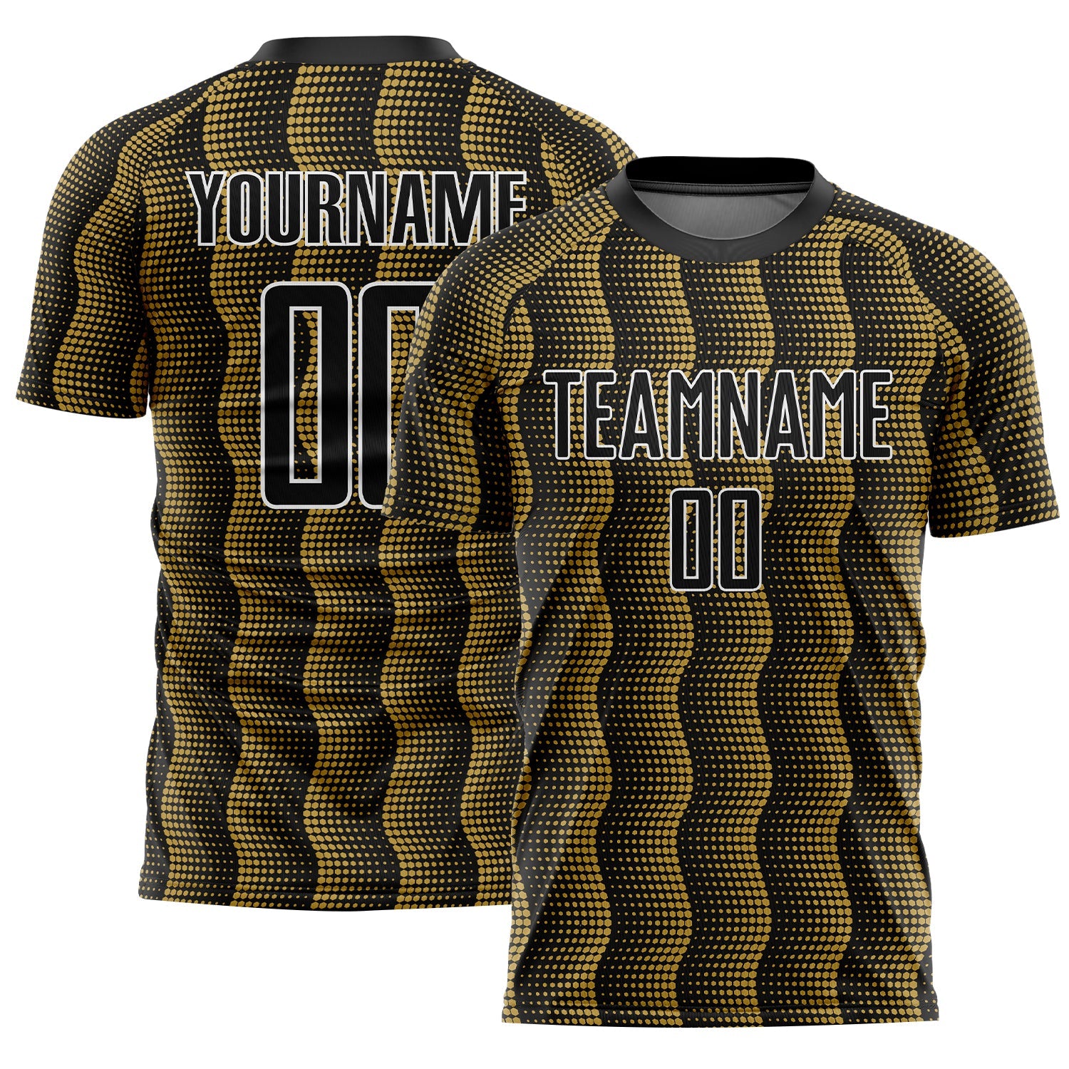 Custom Black Old Gold-White Geometric Shape Sublimation Soccer Uniform Jersey - Sky-Custom