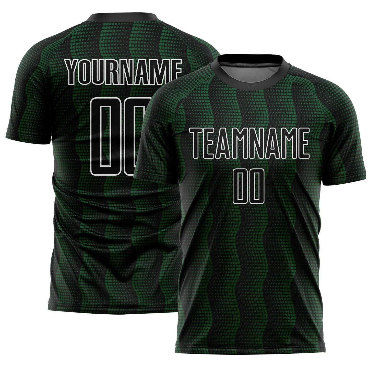 Custom Black Green-White Geometric Shape Sublimation Soccer Uniform Jersey - Sky-Custom