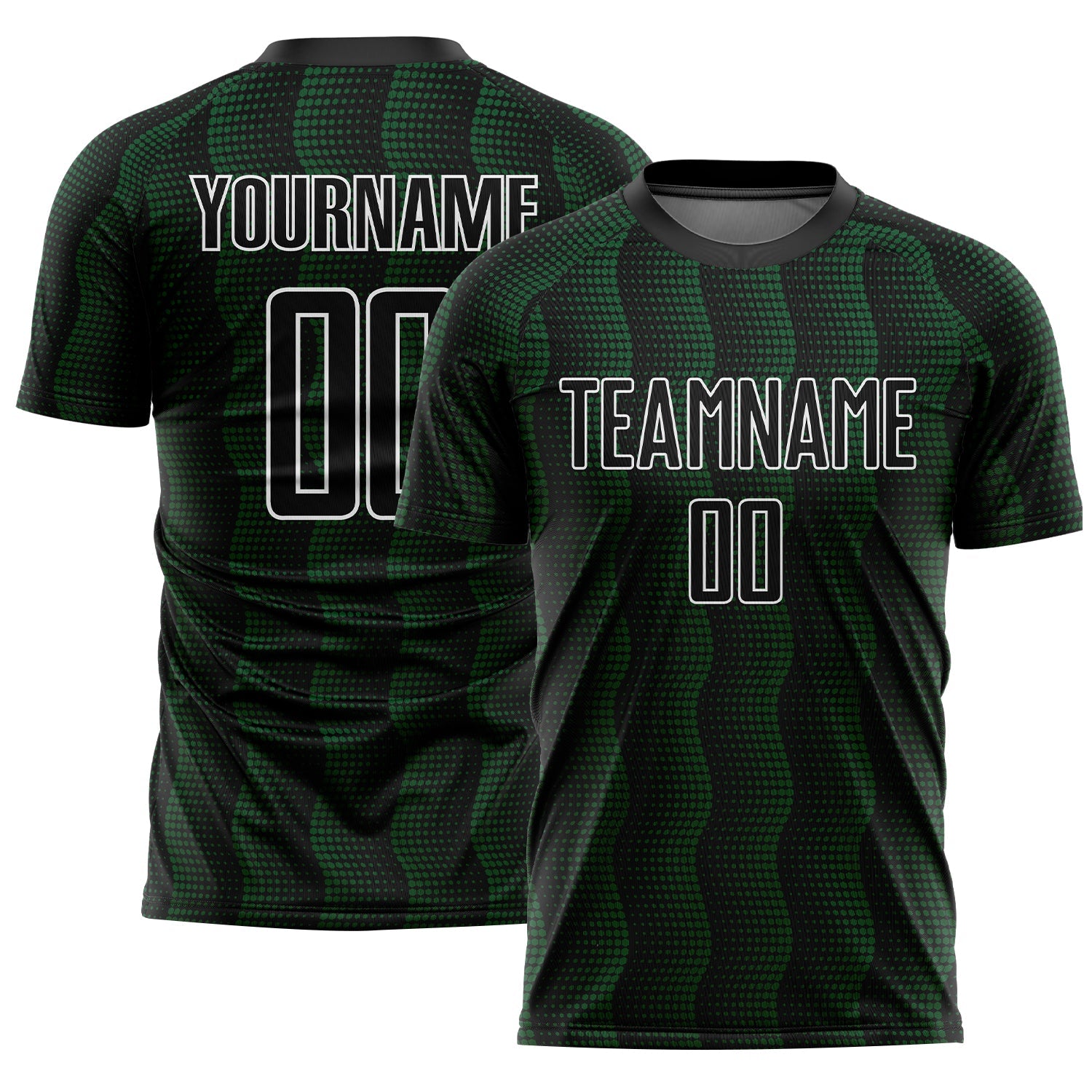 Custom Black Green-White Geometric Shape Sublimation Soccer Uniform Jersey - Sky-Custom