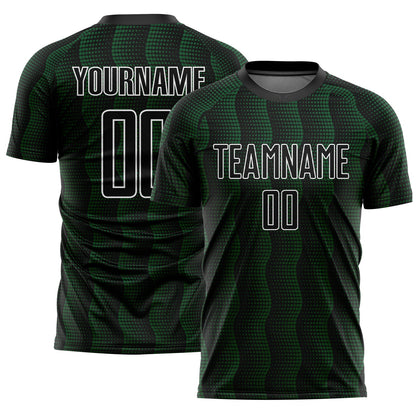 Custom Black Green-White Geometric Shape Sublimation Soccer Uniform Jersey - Sky-Custom