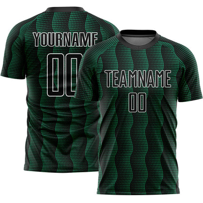 Custom Black Kelly Green-White Geometric Shape Sublimation Soccer Uniform Jersey - Sky-Custom