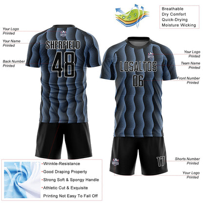 Custom Black Light Blue-White Geometric Shape Sublimation Soccer Uniform Jersey - Sky-Custom