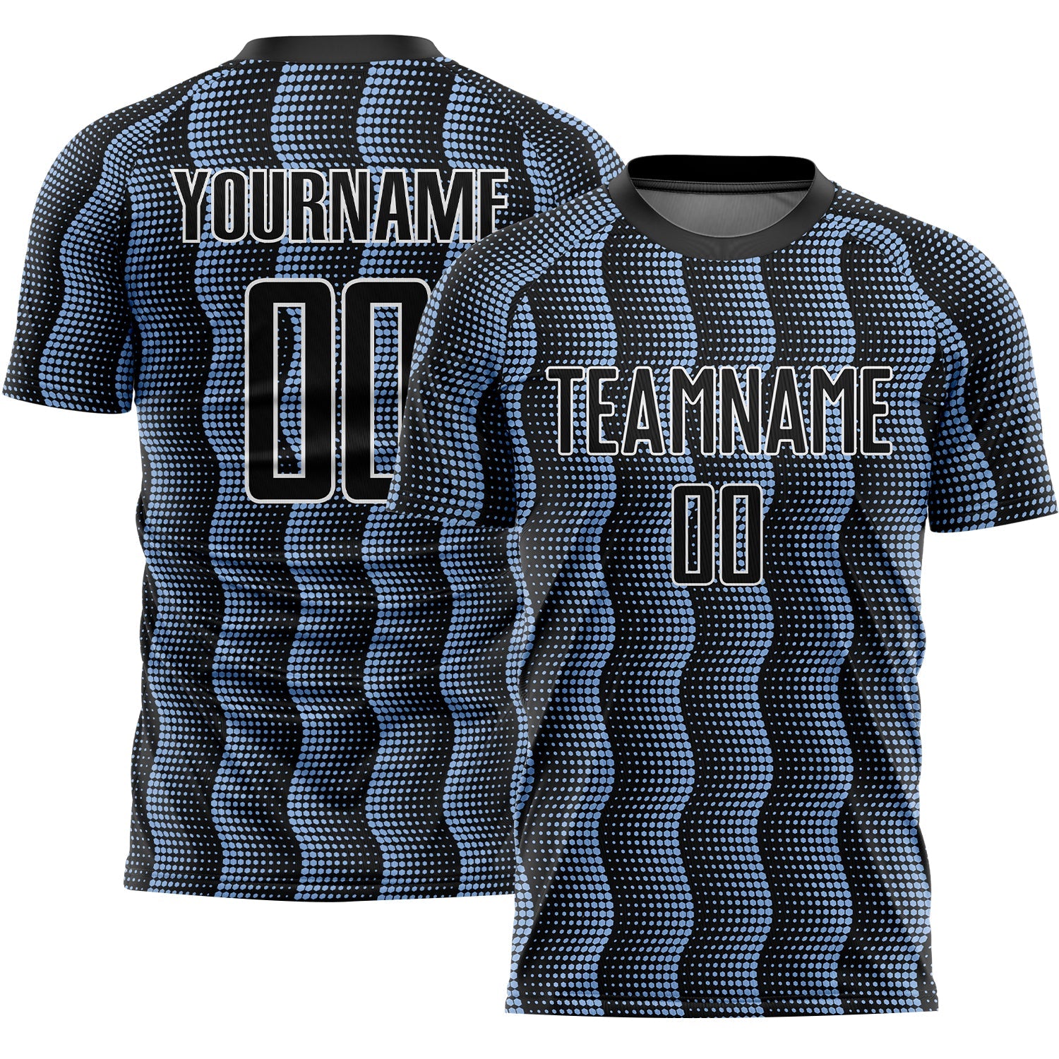 Custom Black Light Blue-White Geometric Shape Sublimation Soccer Uniform Jersey - Sky-Custom