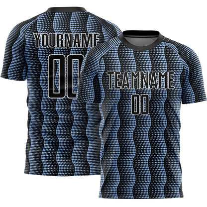 Custom Black Light Blue-White Geometric Shape Sublimation Soccer Uniform Jersey - Sky-Custom