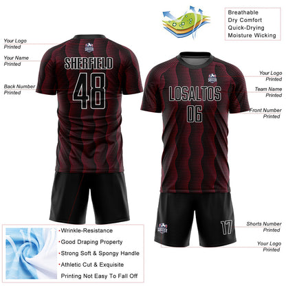Custom Black Crimson-White Geometric Shape Sublimation Soccer Uniform Jersey - Sky-Custom