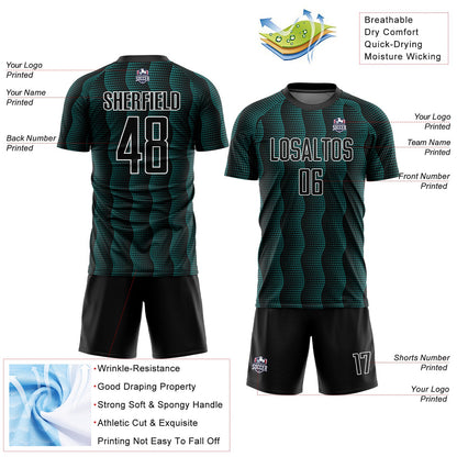 Custom Black Teal-White Geometric Shape Sublimation Soccer Uniform Jersey - Sky-Custom