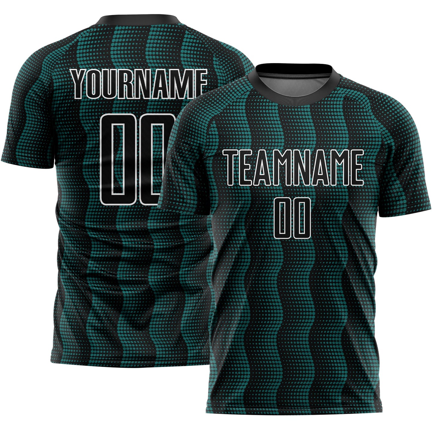 Custom Black Teal-White Geometric Shape Sublimation Soccer Uniform Jersey - Sky-Custom