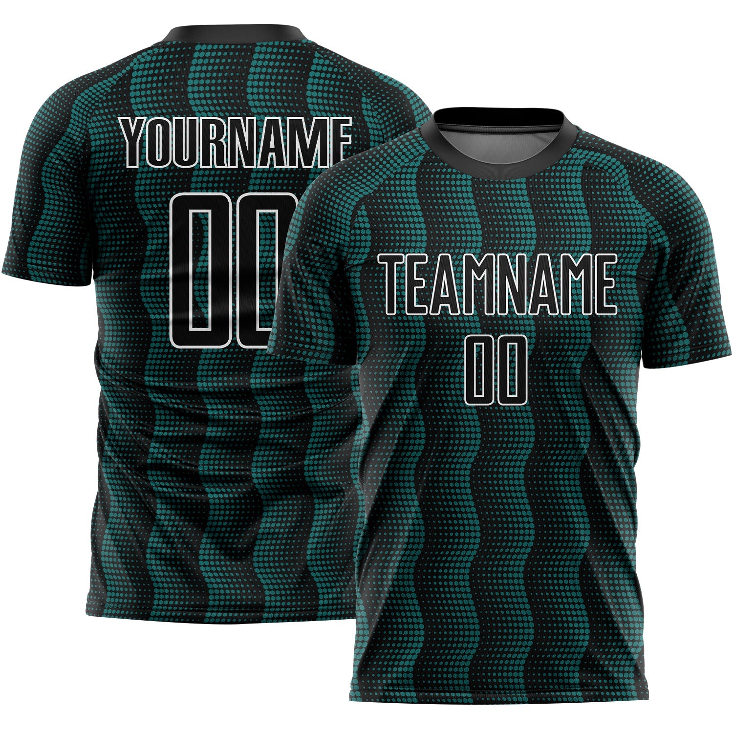 Custom Black Teal-White Geometric Shape Sublimation Soccer Uniform Jersey - Sky-Custom