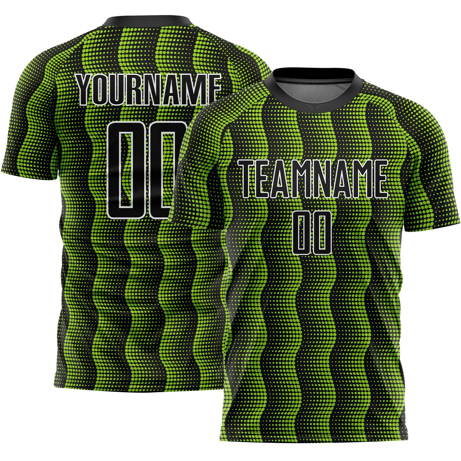 Custom Black Neon Green-White Geometric Shape Sublimation Soccer Uniform Jersey - Sky-Custom