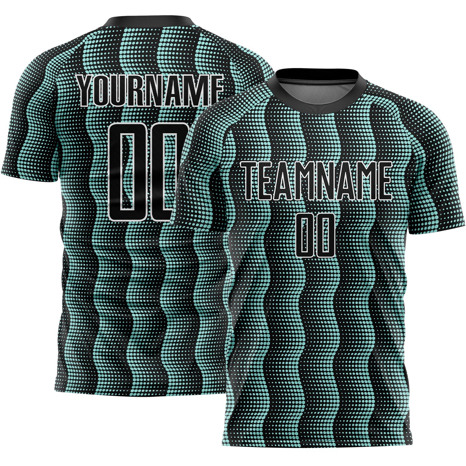 Custom Black Ice Blue-White Geometric Shape Sublimation Soccer Uniform Jersey - Sky-Custom