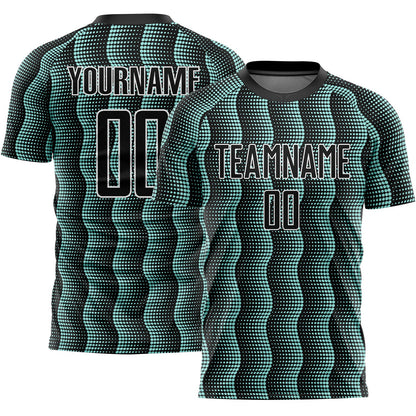 Custom Black Ice Blue-White Geometric Shape Sublimation Soccer Uniform Jersey - Sky-Custom