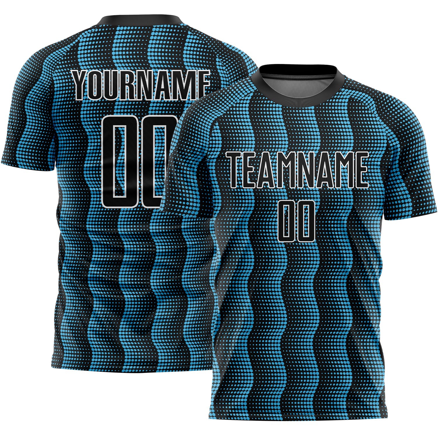 Custom Black Sky Blue-White Geometric Shape Sublimation Soccer Uniform Jersey - Sky-Custom