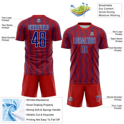 Custom Red Royal-White Geometric Shape Sublimation Soccer Uniform Jersey - Sky-Custom