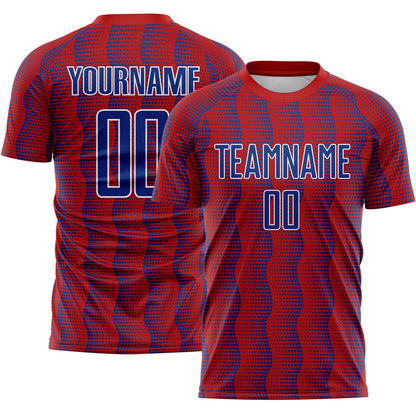 Custom Red Royal-White Geometric Shape Sublimation Soccer Uniform Jersey - Sky-Custom