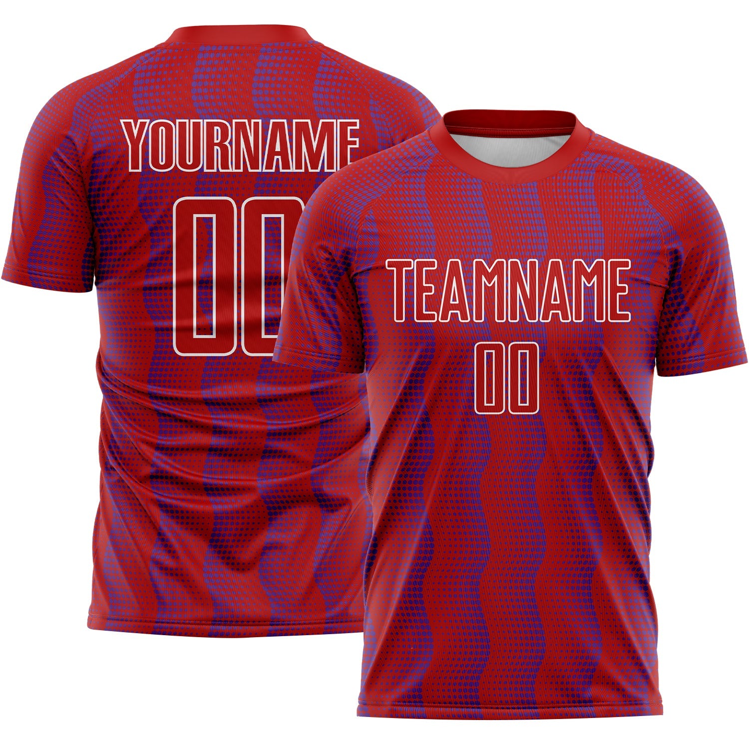 Custom Red Purple-White Geometric Shape Sublimation Soccer Uniform Jersey - Sky-Custom