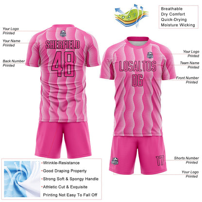 Custom Pink Black-White Geometric Shape Sublimation Soccer Uniform Jersey - Sky-Custom