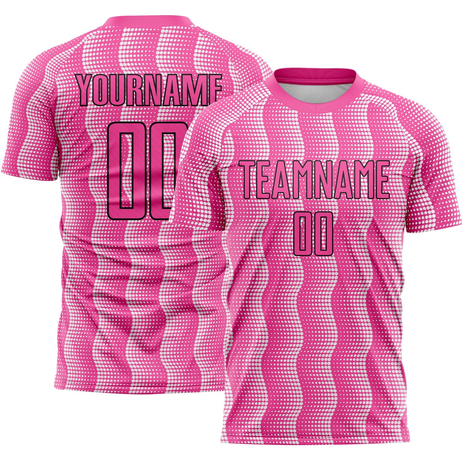 Custom Pink Black-White Geometric Shape Sublimation Soccer Uniform Jersey - Sky-Custom