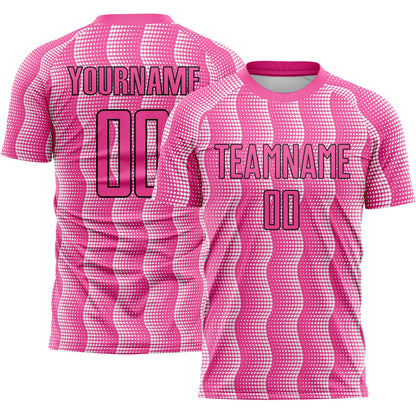 Custom Pink Black-White Geometric Shape Sublimation Soccer Uniform Jersey - Sky-Custom