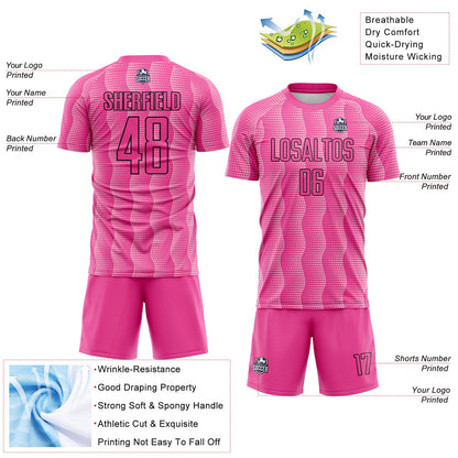 Custom Pink Light Pink-Black Geometric Shape Sublimation Soccer Uniform Jersey - Sky-Custom