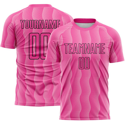 Custom Pink Light Pink-Black Geometric Shape Sublimation Soccer Uniform Jersey - Sky-Custom