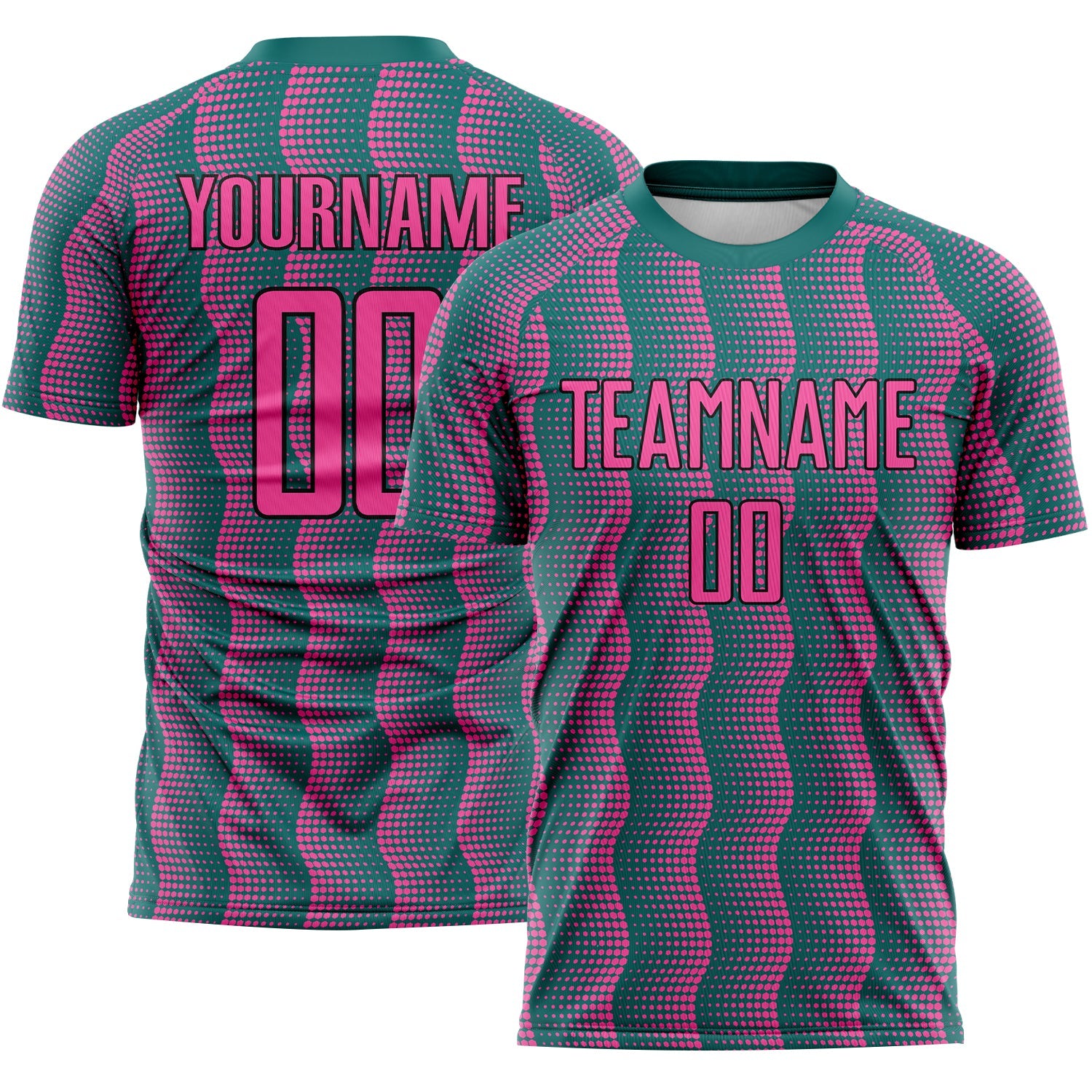 Custom Teal Pink-Black Geometric Shape Sublimation Soccer Uniform Jersey - Sky-Custom