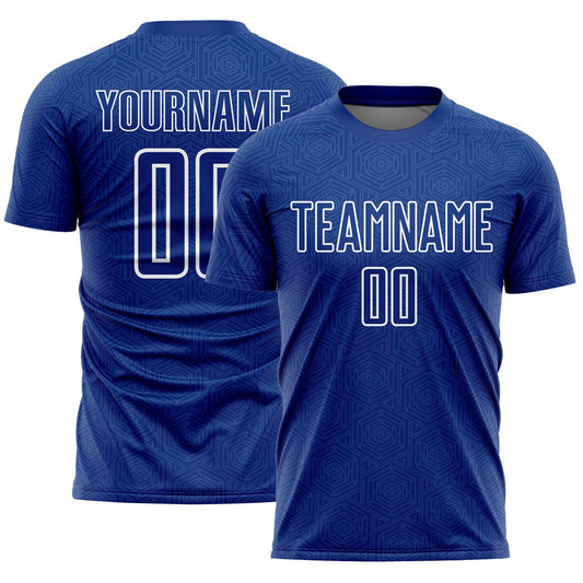 Custom Royal White Geometric Shape Sublimation Soccer Uniform Jersey - Sky-Custom