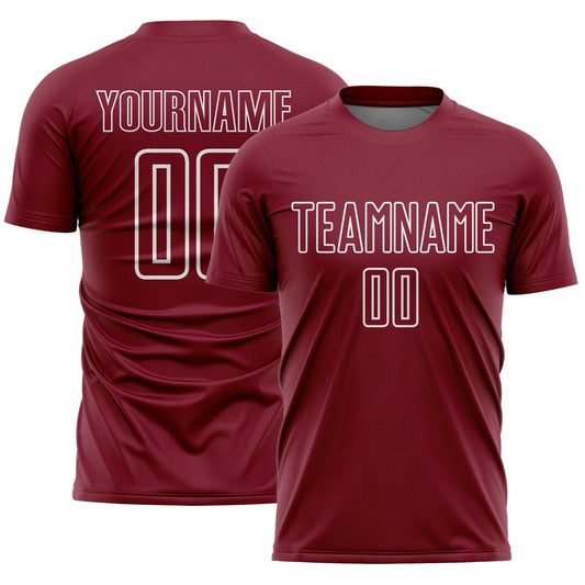 Custom Crimson White Geometric Shape Sublimation Soccer Uniform Jersey - Sky-Custom