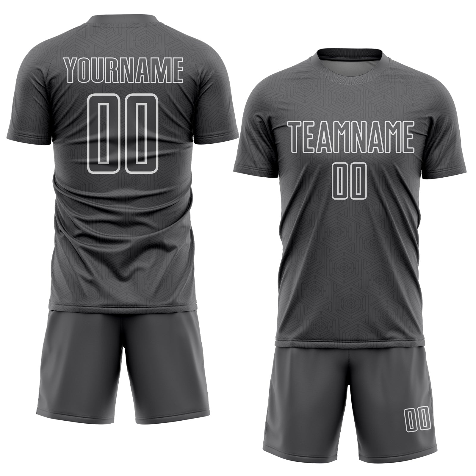 Custom Steel Gray White Geometric Shape Sublimation Soccer Uniform Jersey - Sky-Custom