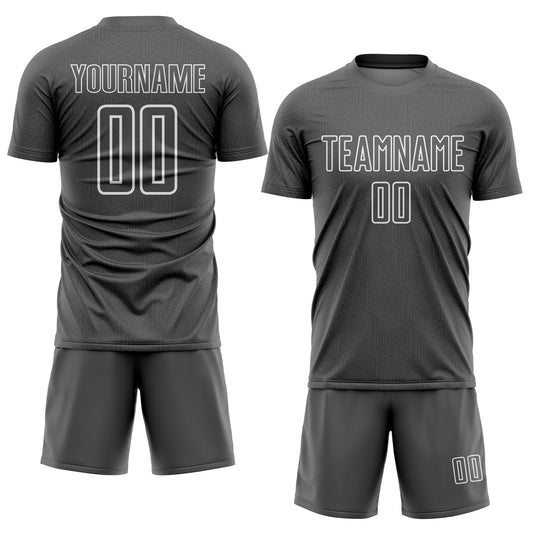 Custom Steel Gray White Geometric Shape Sublimation Soccer Uniform Jersey - Sky-Custom
