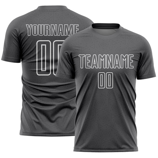 Custom Steel Gray White Geometric Shape Sublimation Soccer Uniform Jersey - Sky-Custom