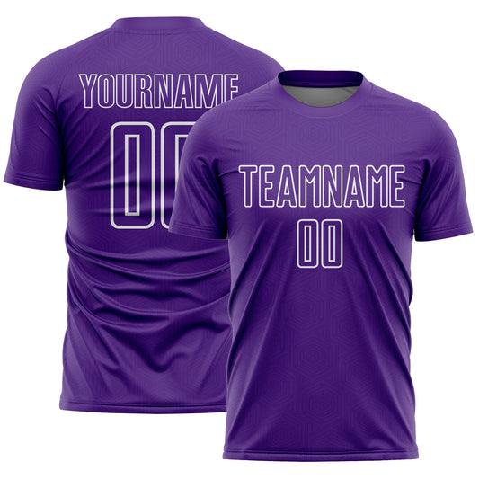 Custom Purple White Geometric Shape Sublimation Soccer Uniform Jersey - Sky-Custom