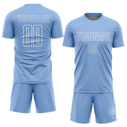 Custom Light Blue White Geometric Shape Sublimation Soccer Uniform Jersey - Sky-Custom