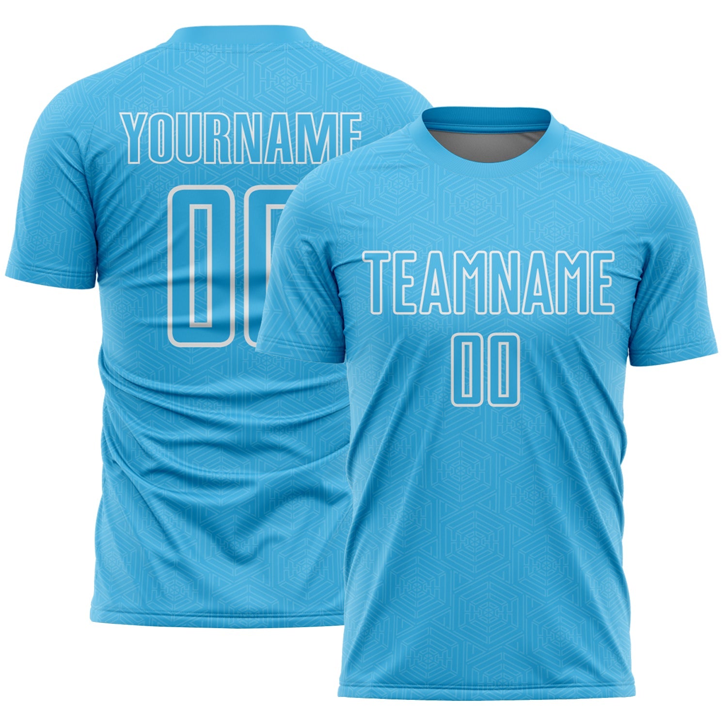 Custom Sky Blue White Geometric Shape Sublimation Soccer Uniform Jersey - Sky-Custom