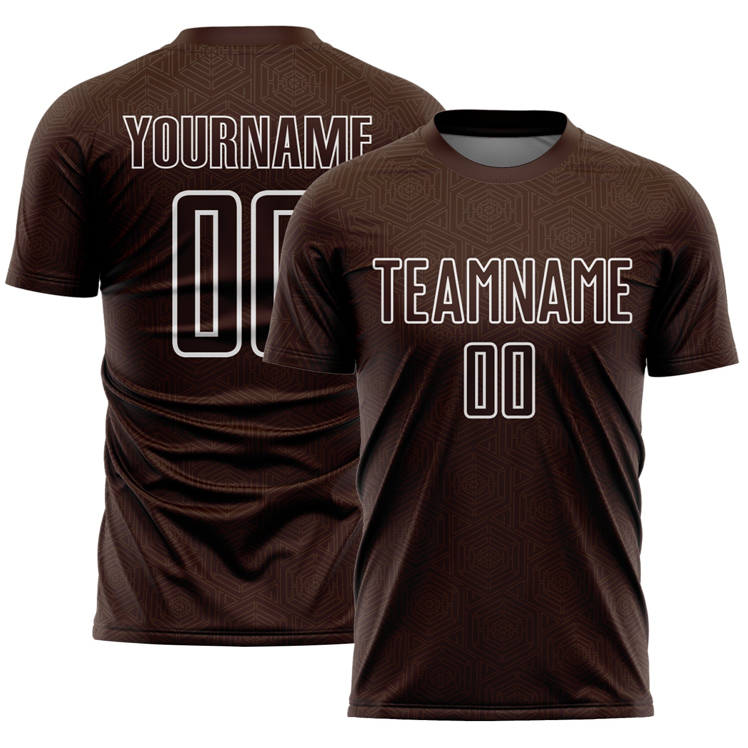 Custom Brown White Geometric Shape Sublimation Soccer Uniform Jersey - Sky-Custom