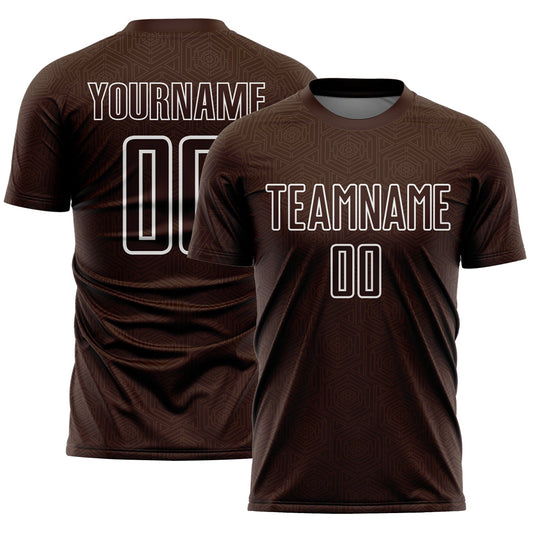 Custom Brown White Geometric Shape Sublimation Soccer Uniform Jersey - Sky-Custom