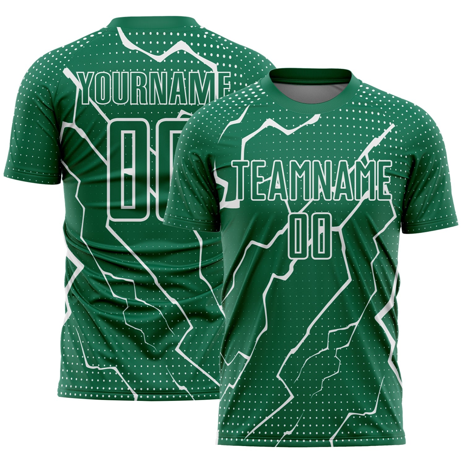Custom Kelly Green White Lightning Sublimation Soccer Uniform Jersey - Sky-Custom