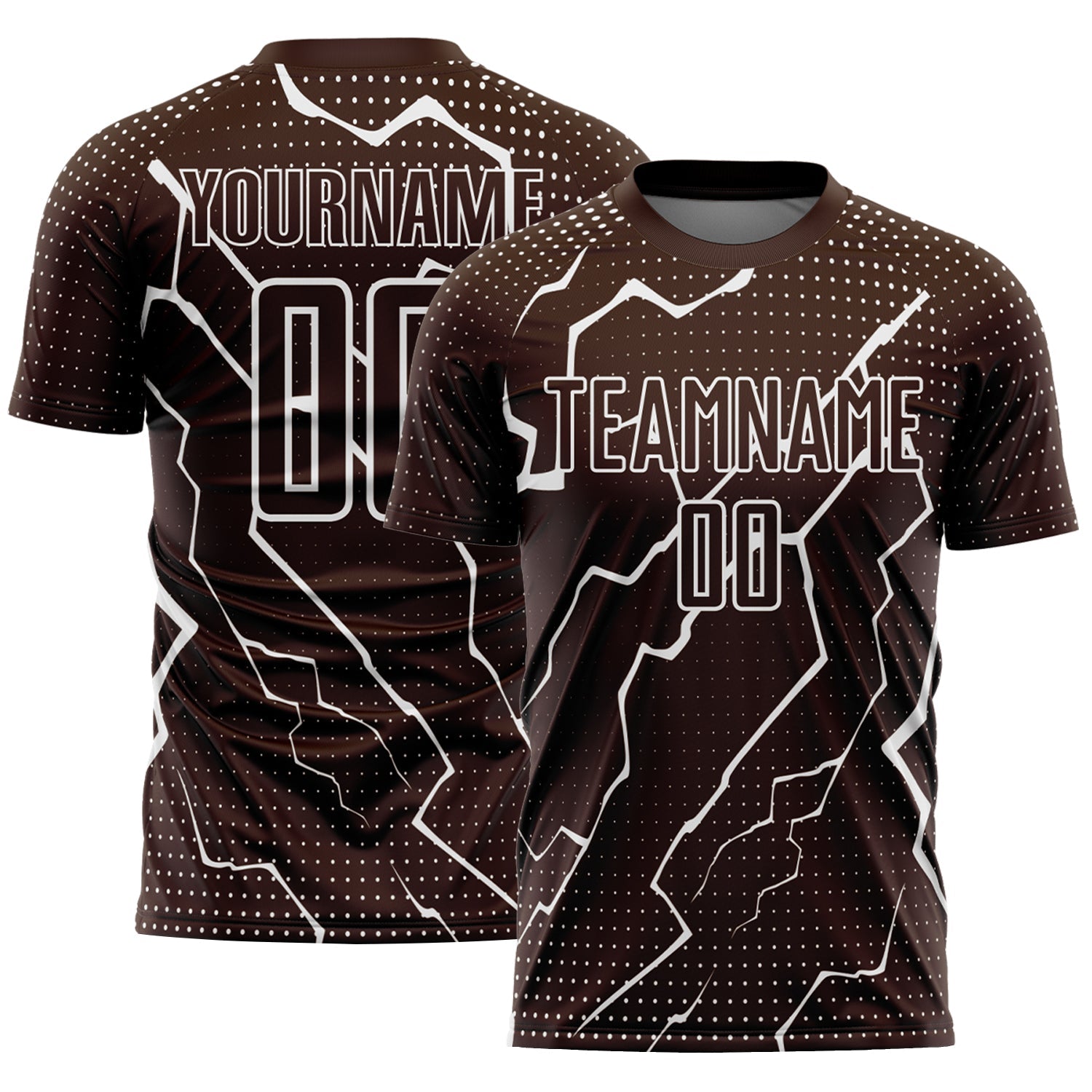 Custom Brown White Lightning Sublimation Soccer Uniform Jersey - Sky-Custom