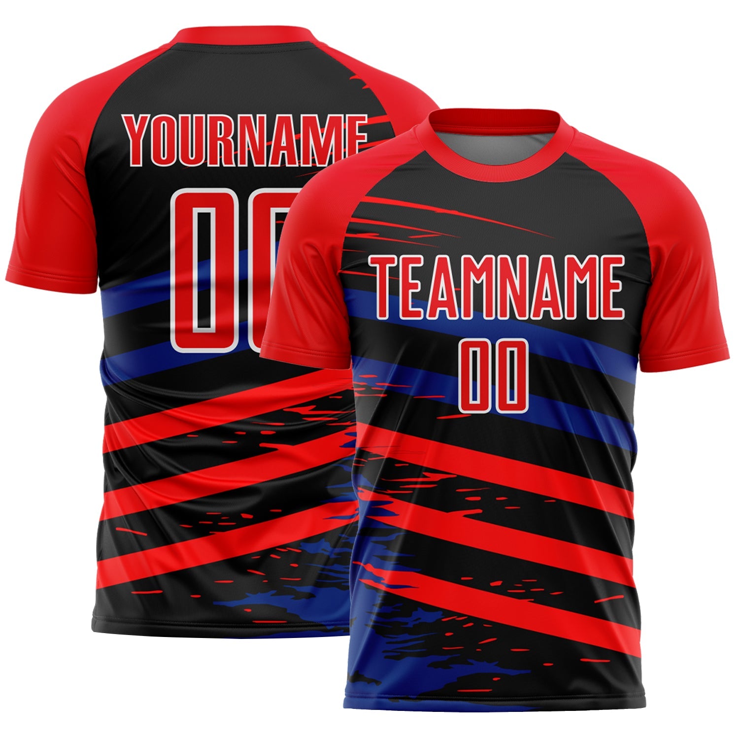 Custom Fire Red Royal-Black Line Sublimation Soccer Uniform Jersey - Sky-Custom