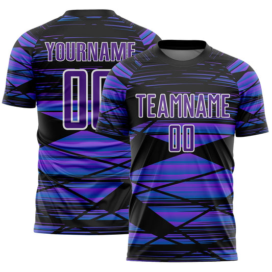 Custom Black Purple-White Line Sublimation Soccer Uniform Jersey - Sky-Custom